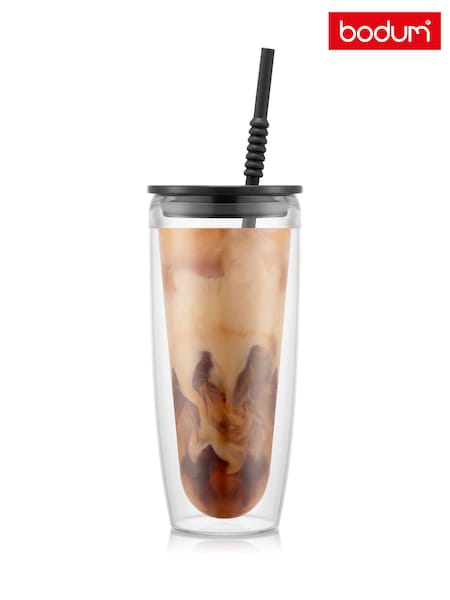 Bodum Black Double Wall Tumblers With Lid And Straw 0.95L (E42600) | £40