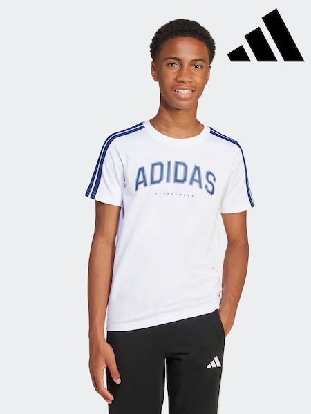 adidas White 100% Cotton Collegiate T-Shirt (E42682) | £13