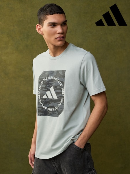 adidas Grey Camo Shape 100% Cotton Graphic T-Shirt (E42717) | £23