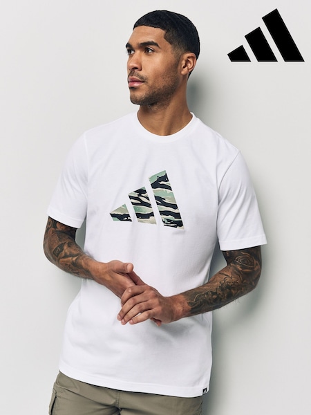 adidas White Codes Camo 100% Cotton Graphic T-Shirt (E42721) | £20