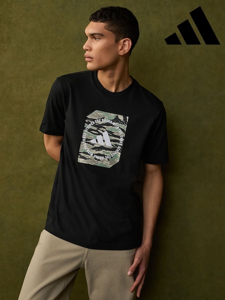 adidas Black Camo Shape 100% Cotton Graphic T-Shirt (E42725) | £23