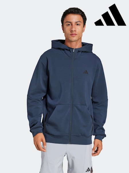 adidas Blue Designed for Training Full-Zip Track Hoodie (E42754) | £70