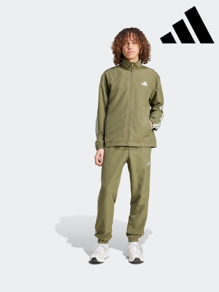 adidas Green Sportswear Basic 3-Stripes Woven Tracksuit (E42873) | £55