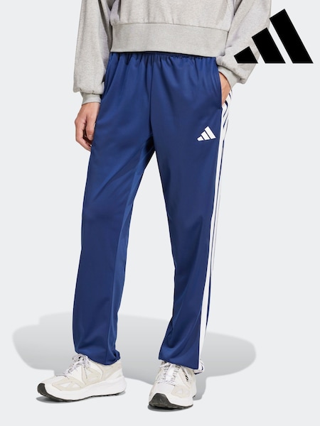 adidas Blue Regular Fit 3-Stripes Tricot Open Hem Track Joggers (E42889) | £35
