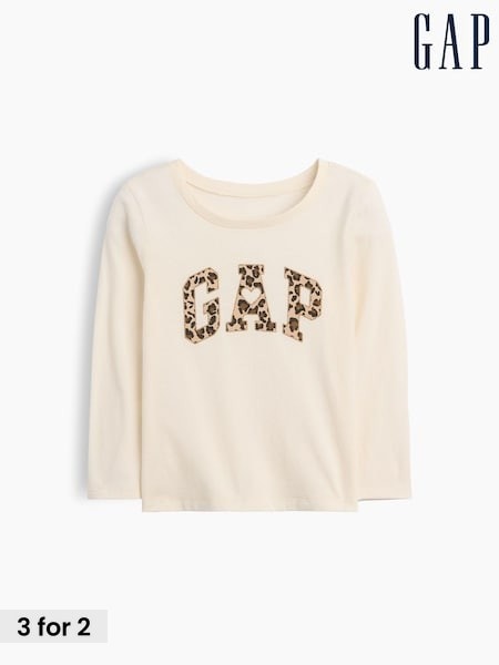 Cream Leopard - Gap Graphic Long Sleeve T-shirt (6mths-5yrs)