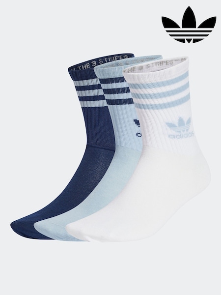 adidas Originals Blue Mid Cut Crew Socks 3 Pack (E42992) | £12