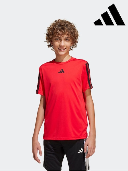 adidas Red Essentials 3 Stripes Training T-Shirt (E43047) | £13