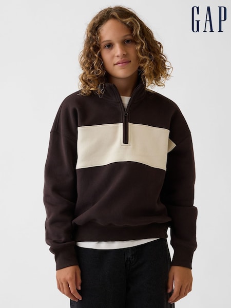 Brown - Gap Vintage Soft Quarter-zip Sweatshirt (4-13yrs)