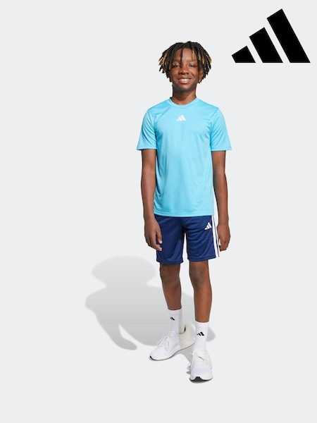 adidas Blue 3 Stripes Training T-Shirt and Shorts Set (E43110) | £25