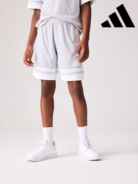 adidas White Grey Squadra 25 Shorts (E43193) | £13