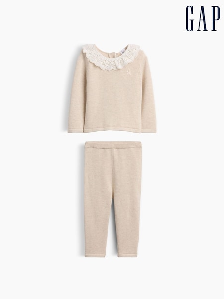 Cream - Gap Eyelet Ruffle Collar Jumper Set (0-24mths)