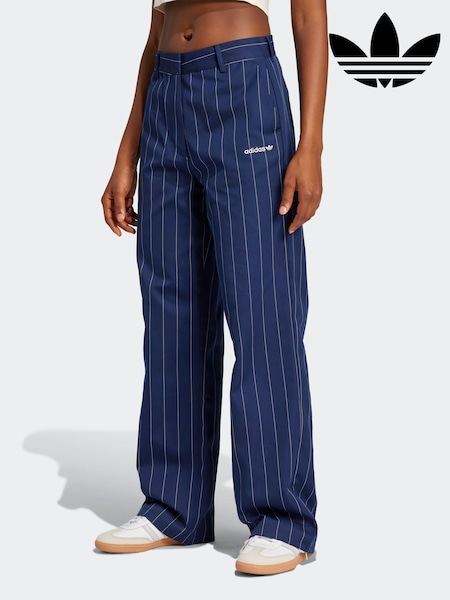 adidas originals Blue Pinstripe Wide Trousers (E43524) | £80