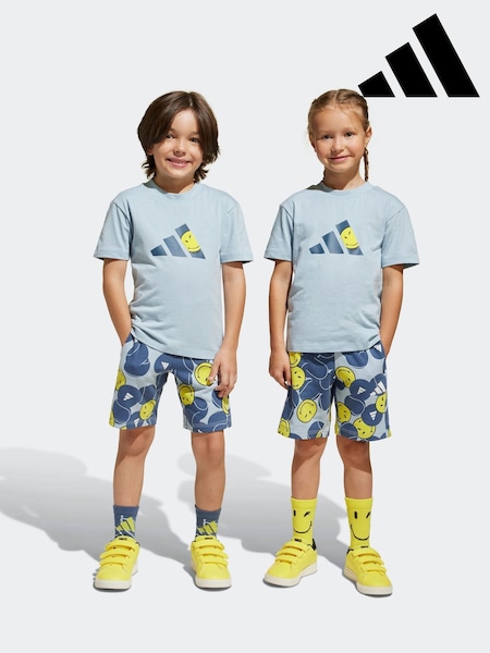 adidas Blue Smiley T-Shirt and Shorts Set (E43537) | £33