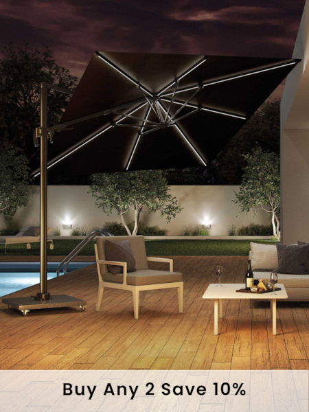 Barker and Stonehouse Grey Lux Garden LED Parasol and Base with Wheels (E43584) | £595