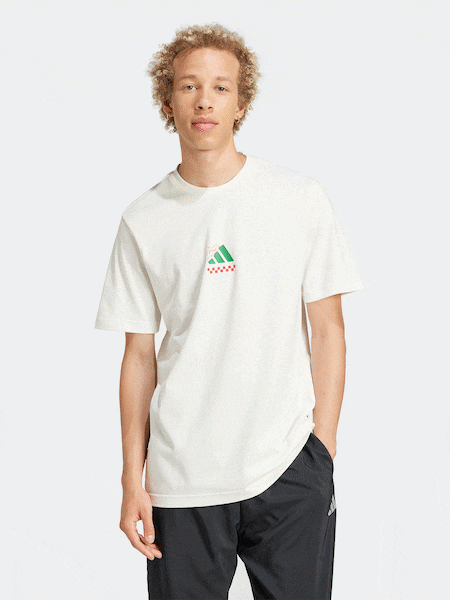 adidas White Lounge Pizza 100% Cotton Graphic T-Shirt (E43647) | £23