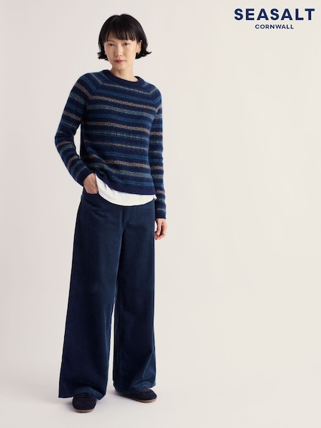 Blue - Seasalt Cornwall Godrevy Wide Leg Cord Trousers