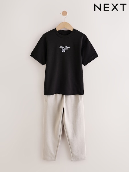 Black/Brown Short Sleeve T-Shirt and Joggers Set (3-16yrs) (E43668) | £18 - £26