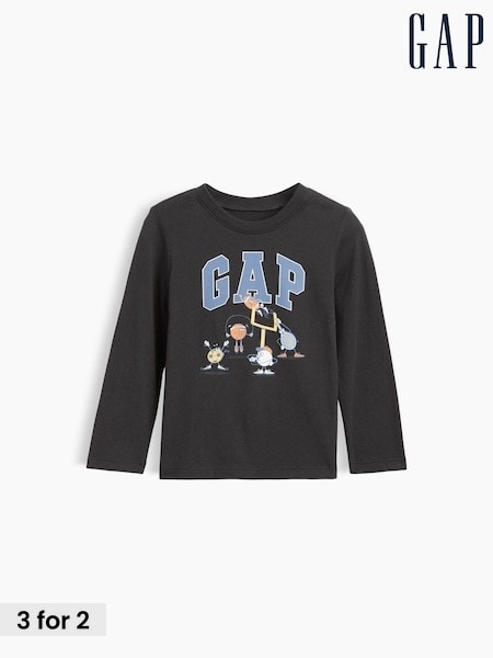 Black Sporty - Gap Graphic Long Sleeve T-shirt (6mths-5yrs)