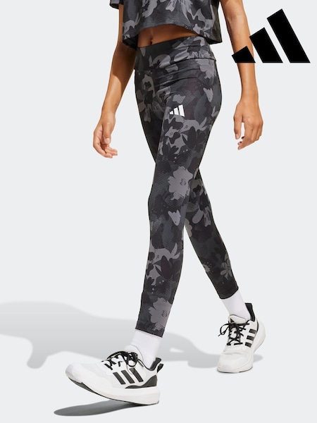 adidas Grey Train Essentials Flower Print Leggings (E43739) | £23