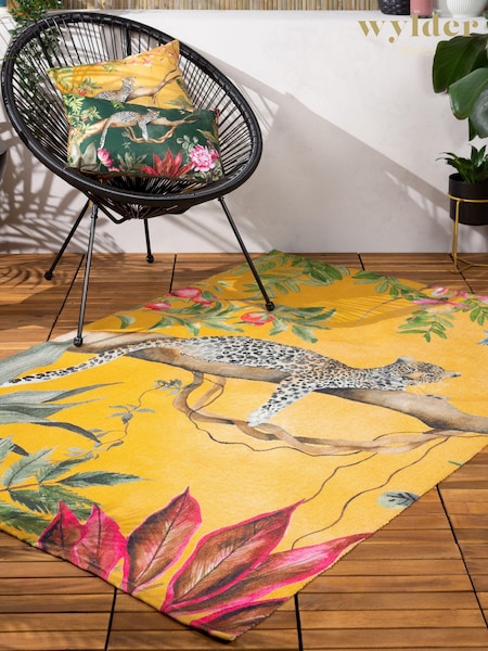 Wylder Ochre Leopard Outdoor/Indoor Washable Rug (E43835) | £48