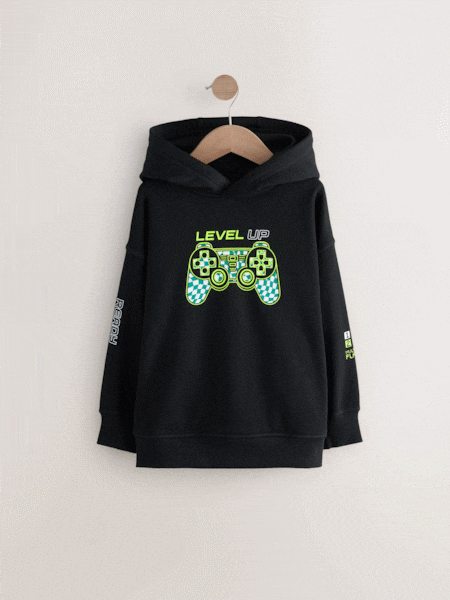 Black Controller Older Boys Graphic Cross-Over Hoodie (3-16yrs) (E43856) | £18 - £23