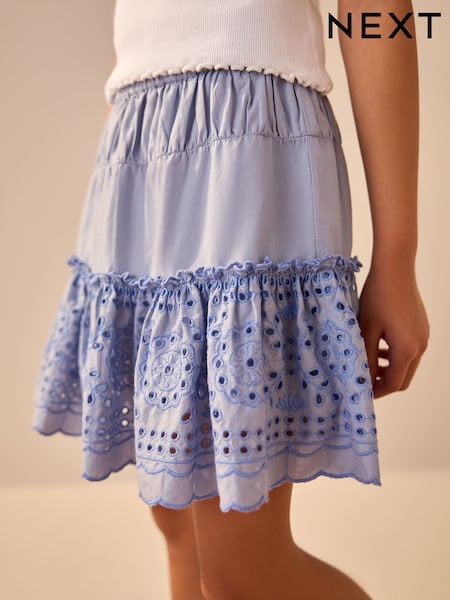 Blue 100% Cotton Embroidered Skort (3-16yrs) (E43875) | £21 - £26