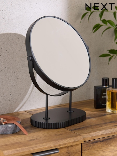 Black Rib 5x Magnification Round Dressing Table Mirror (E44076) | £40