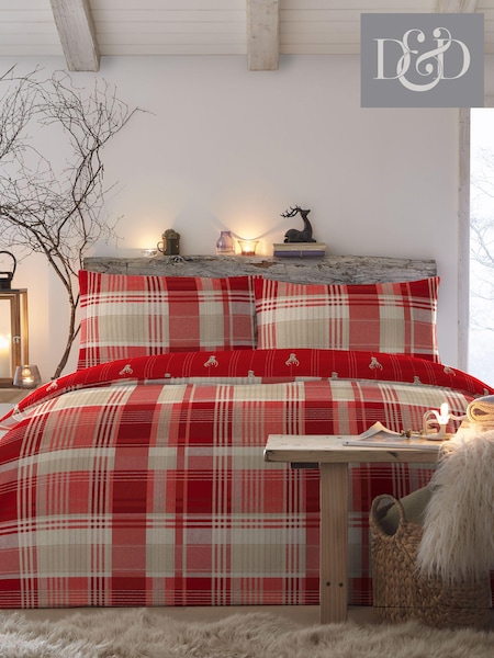 Dreams & Drapes Red Connolly Check 100% Cotton Duvet Cover Set (E44294) | £25 - £45