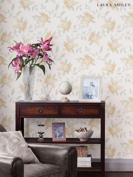 Laura Ashley Apricot Portland 10M Wallpaper (E44305) | £48