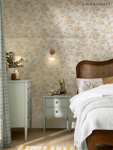 Laura Ashley Apricot Rosamund 10M Wallpaper (E44309) | £48