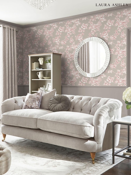 Laura Ashley Dark Dove Grey Pollington Roses 10M Wallpaper (E44316) | £48