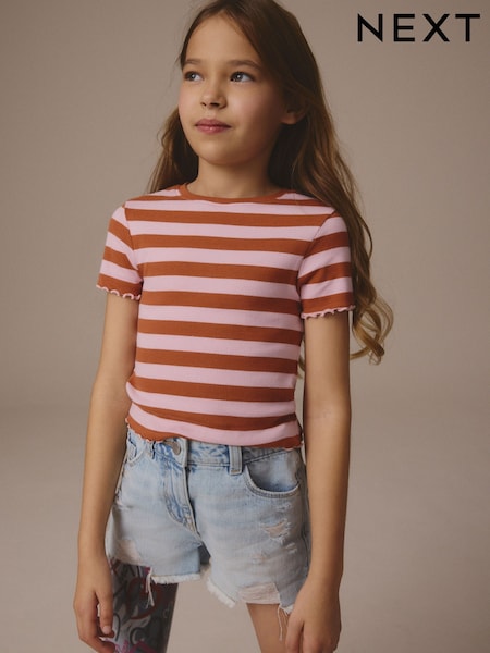 Pink/Orange Ribbed T-Shirt (3-16yrs) (E44337) | £5 - £8