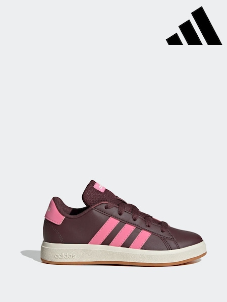 adidas Red Grand Court Lace-Up Trainers (E44599) | £30