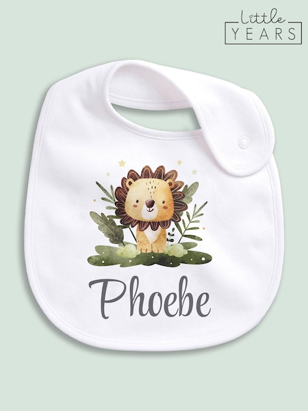 Little Years Personalised Lion Cub 100% Cotton White Bib (E44875) | £14