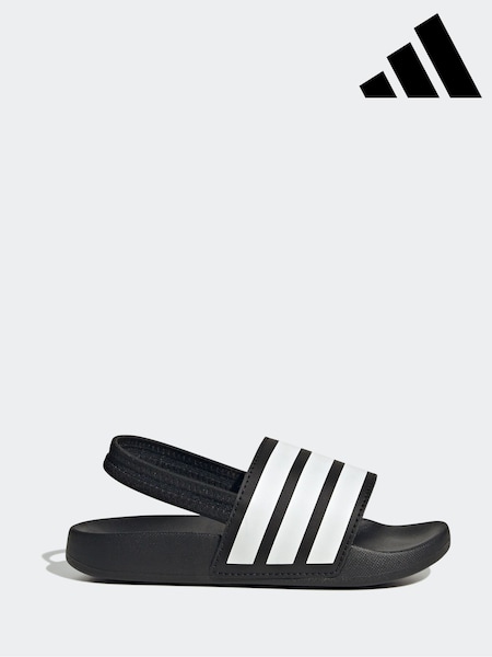 adidas Black/White Adilette Estrap Slides (E44902) | £18