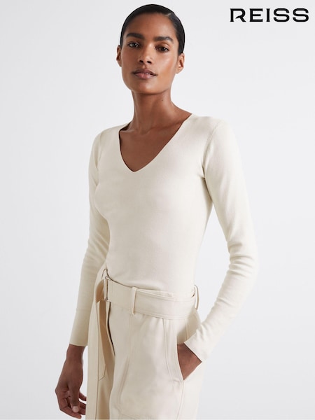 Reiss Off White Maeve Atelier Knitted Silk-Blend Top (E45204) | £155