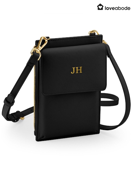 Loveabode Personalised Phone Carry Case Cross Over Black Bag (E45269) | £32