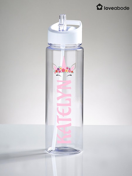 Loveabode Natural Personalised Clear Unicorn Water Bottle (E45280) | £16