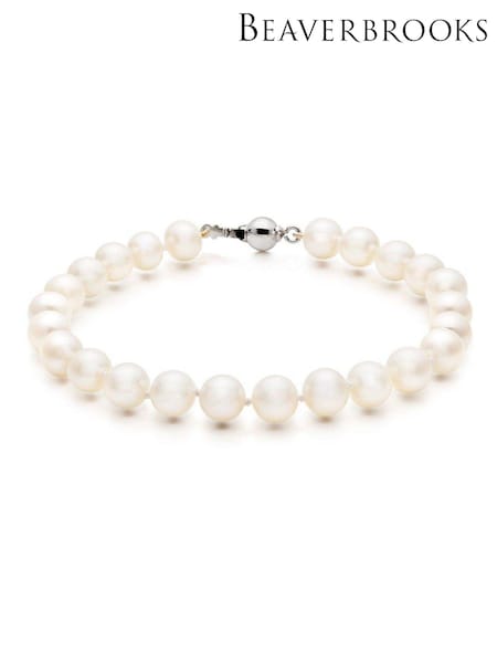 Beaverbrooks 9ct Gold Freshwater Cultured Pearl White Bracelet (E45409) | £195
