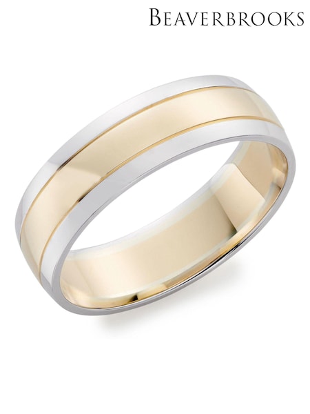 Beaverbrooks 9ct Yellow and White Gold Men’s Wedding Ring (E45422) | £995