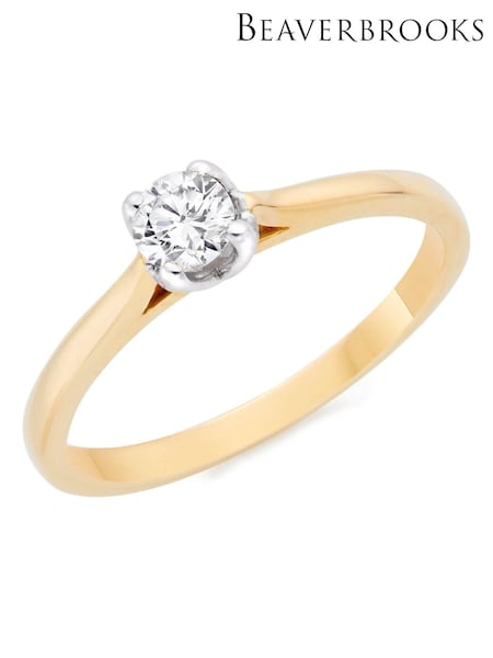 Beaverbrooks 9ct Yellow Gold and White Gold Diamond Solitaire Ring (E45423) | £1,150