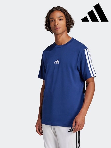 adidas Blue Essentials 3-Stripes Single 100% Cotton Jersey T-Shirt (E45511) | £23