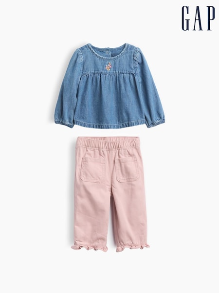 Medium Wash/Pink - Gap Denim Outfit Set (0-24mths)