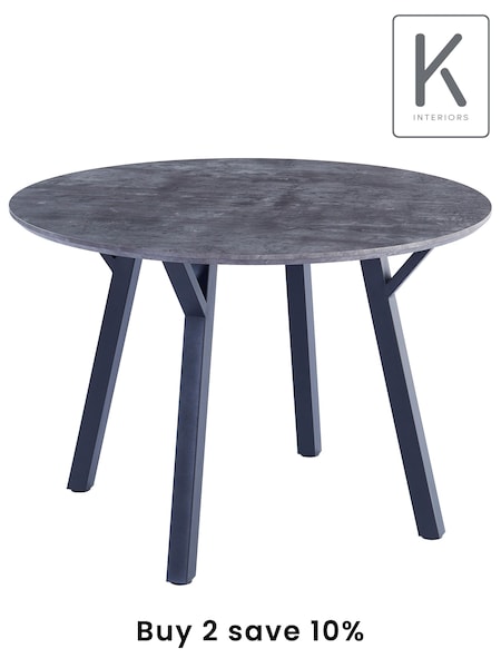 K Interiors Grey Atlantis Dining 4 Seater Round Table (E45641) | £270