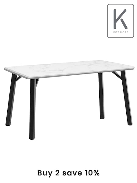 K Interiors White Atlantis Dining 8 Seater Table (E45646) | £330