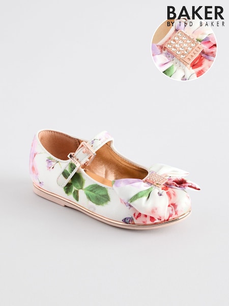Baker by Ted Baker Girls White/Pink Mary Jane Bow Occasion Shoes (E45759) | £36