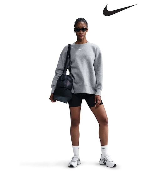 Nike Grey Heather Oversized Phoenix Fleece Crew Neck Sweatshirt (E45776) | £55