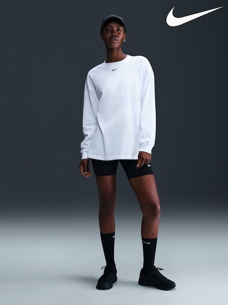 Nike White Oversized Sportswear Essential Long-Sleeve T-Shirt (E45802) | £38