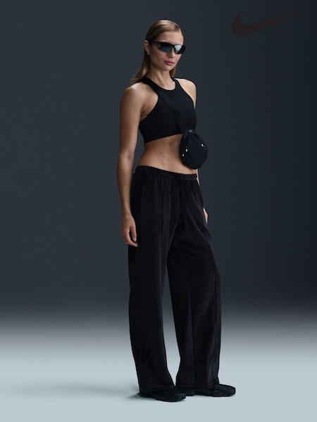 Nike Black Mid Rise Chill Knit Velour Joggers (E45848) | £60