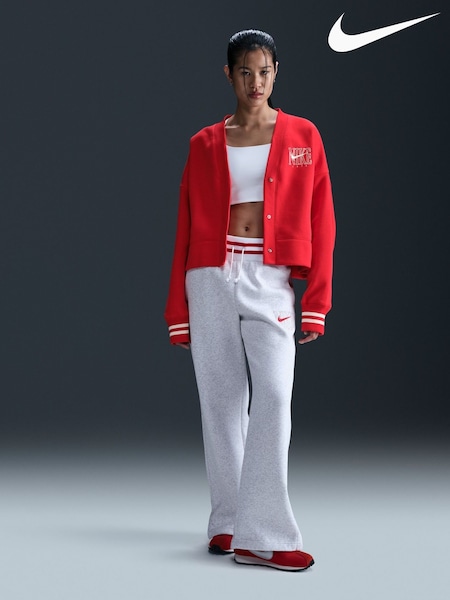 Nike University Red Oversized Sportswear Phoenix Fleece Graphic Cardigan (E45879) | £65
